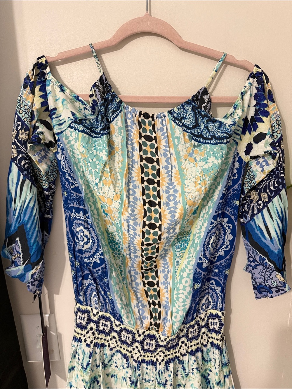 Hale Bob Blue and Teal Mosaic Off-Shoulder Tunic - Picture 10 of 11